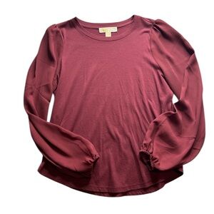 Michael Kors Elegant Burgundy Long Sleeve Top
